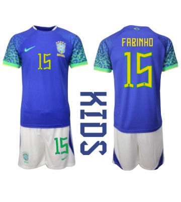 Brasilien Fabinho #15 Udebanesæt Børn VM 2022 Kort ærmer (+ korte bukser)